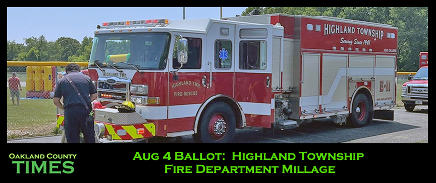 Aug 4 Ballot: Highland Township Fire Department Millage