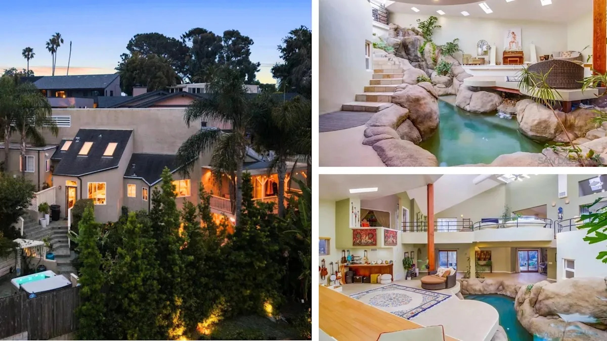 San Diego’s ‘Iconic Waterfall House’ With Its Own Grotto Pool in the Living Room Hits the Market for $3.4 Million