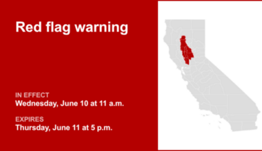Central Valley under a red flag warning Wednesday and Thursday, says the NWS