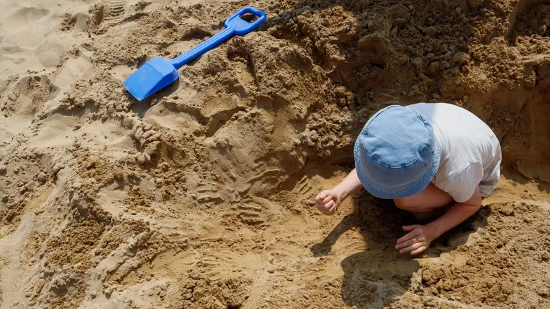 Child digging a hole on the beach