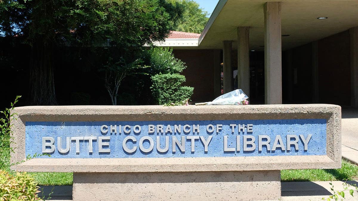 A sign posted outside the Chico branch of the Butte County Library.