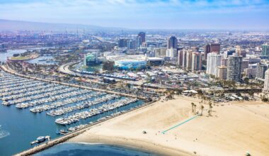 Aerial photo of the shoreline in Long Beach, which will stage seven Paralympic sporting events with 72 ticketed sessions.