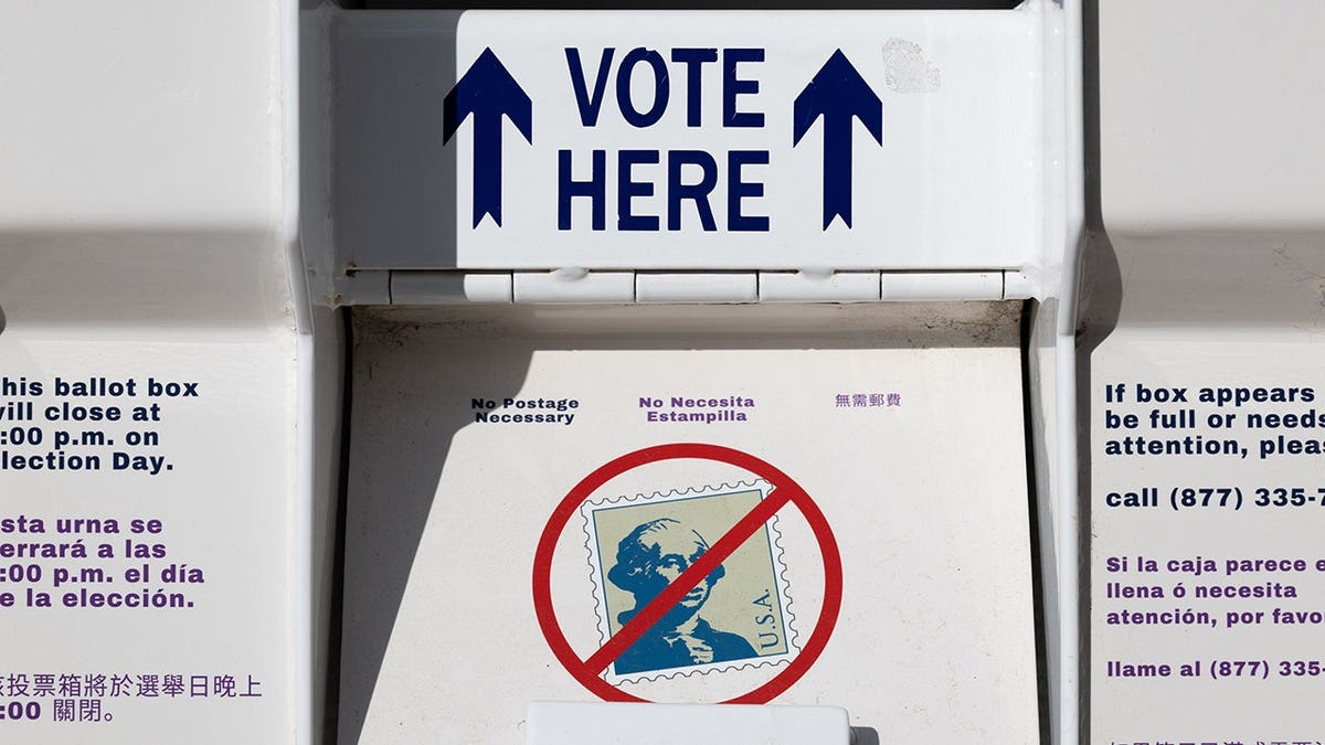 A ballot box outside Contra Costa County elections office in Martinez, California