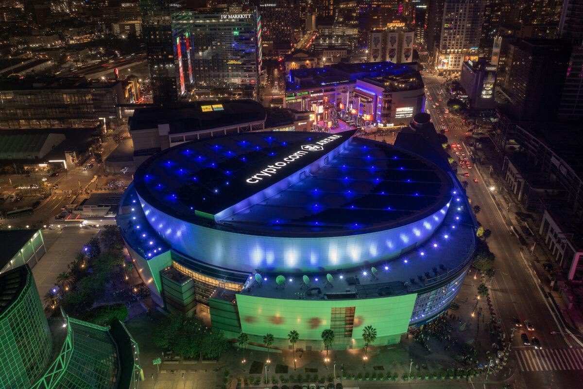 In an aerial view