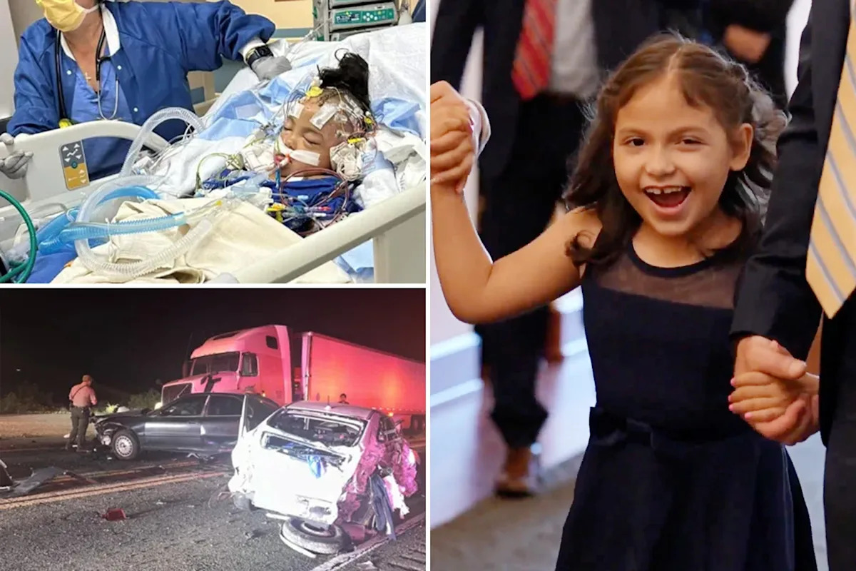 California 7-year-old left with half a skull after crash involving undocumented truck driver shares touching moment with Trump’s top brass