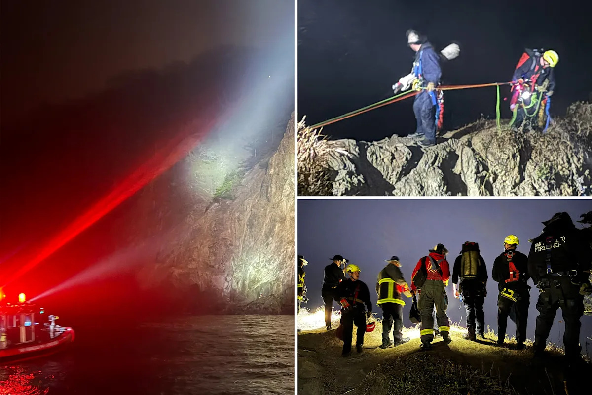 Dramatic moment hiker saved during 7-hour rescue mission on foggy California cliffside
