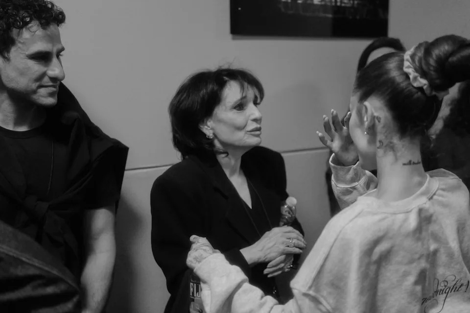 Ariana Grande and her mother, Joan, share a moment backstage at Oakland Arena during opening night of “The Eternal Sunshine” world tour on Saturday, June 6. (Credit: Katia Temkin)
