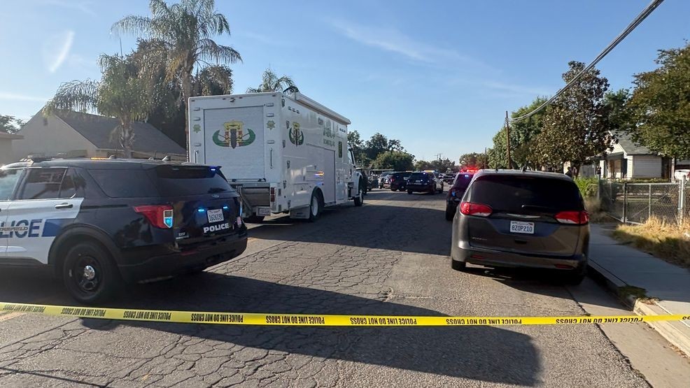 There is a heavy police presence outside an Oildale home. PHOTO: KBAK/KBFX