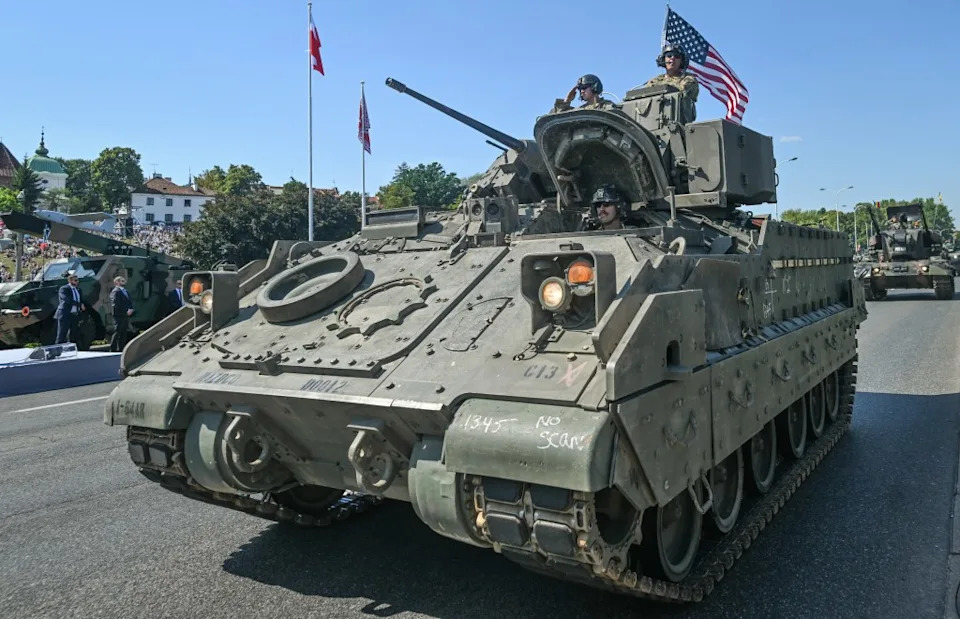 The tank had limited visibility during the training exercise. NurPhoto via Getty Images