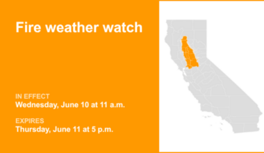 Fire weather watch issued for Northern California for Wednesday and Thursday