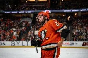 Anaheim Ducks center Mason McTavish. Mandatory Credit: Corinne Votaw-Imagn Images