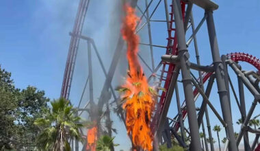 Shocking Video Shows Fire Erupt Under Six Flags Roller Coaster in California