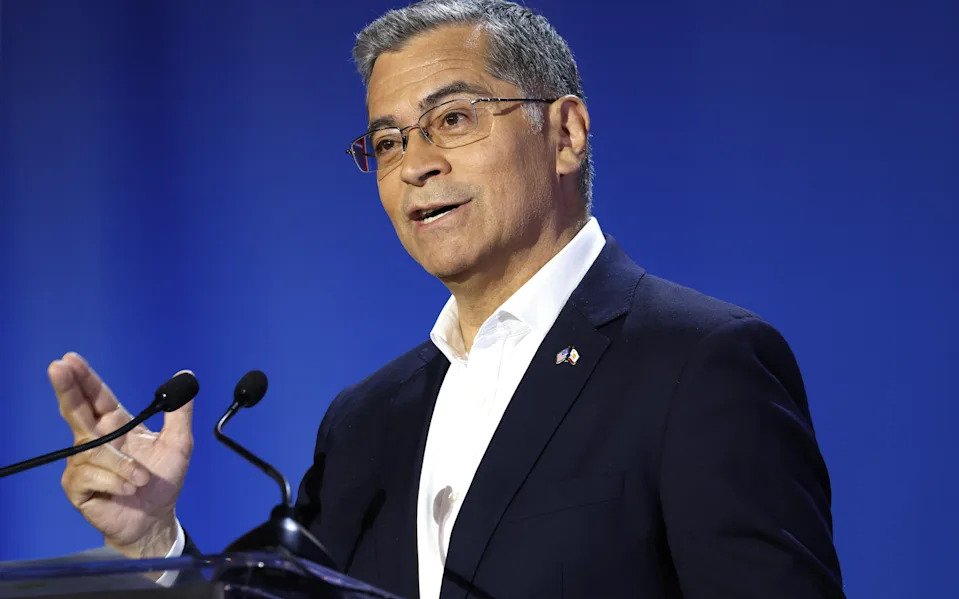 California gubernatorial candidate Democrat Xavier Becerra speaks during the CBS California Gubernatorial Debate