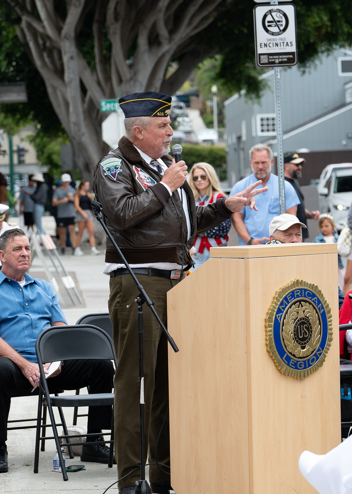 American Legion Post 416 Commander David Quessenberry introduces the guest...