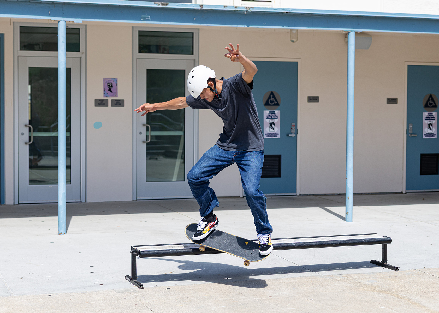Daniel Demiter participating in the event’s skateboarding demos. (Jon Clark)