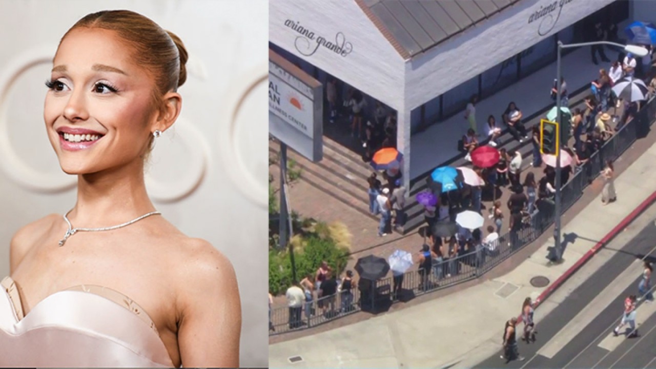 Ariana Grande tour pop-up show draws massive crowd