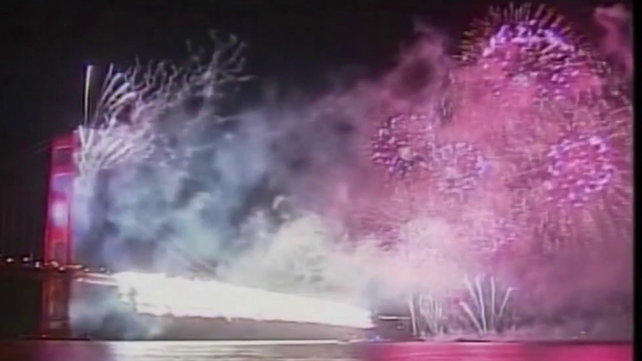 San Francisco launching fireworks from Golden Gate Bridge for July Fourth