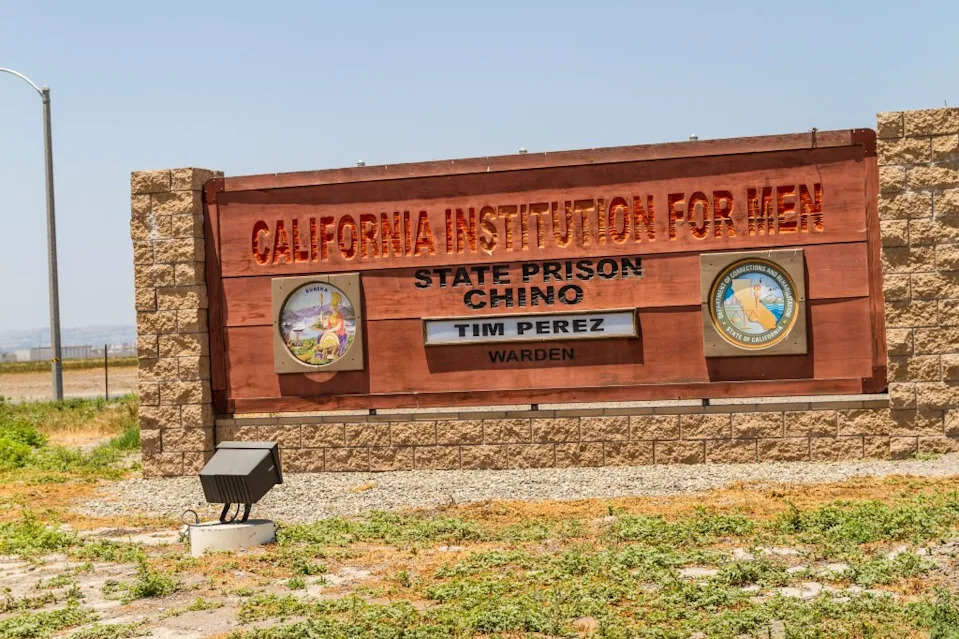 Sign for the California Institution for Men, State Prison Chino Alamy Stock Photo