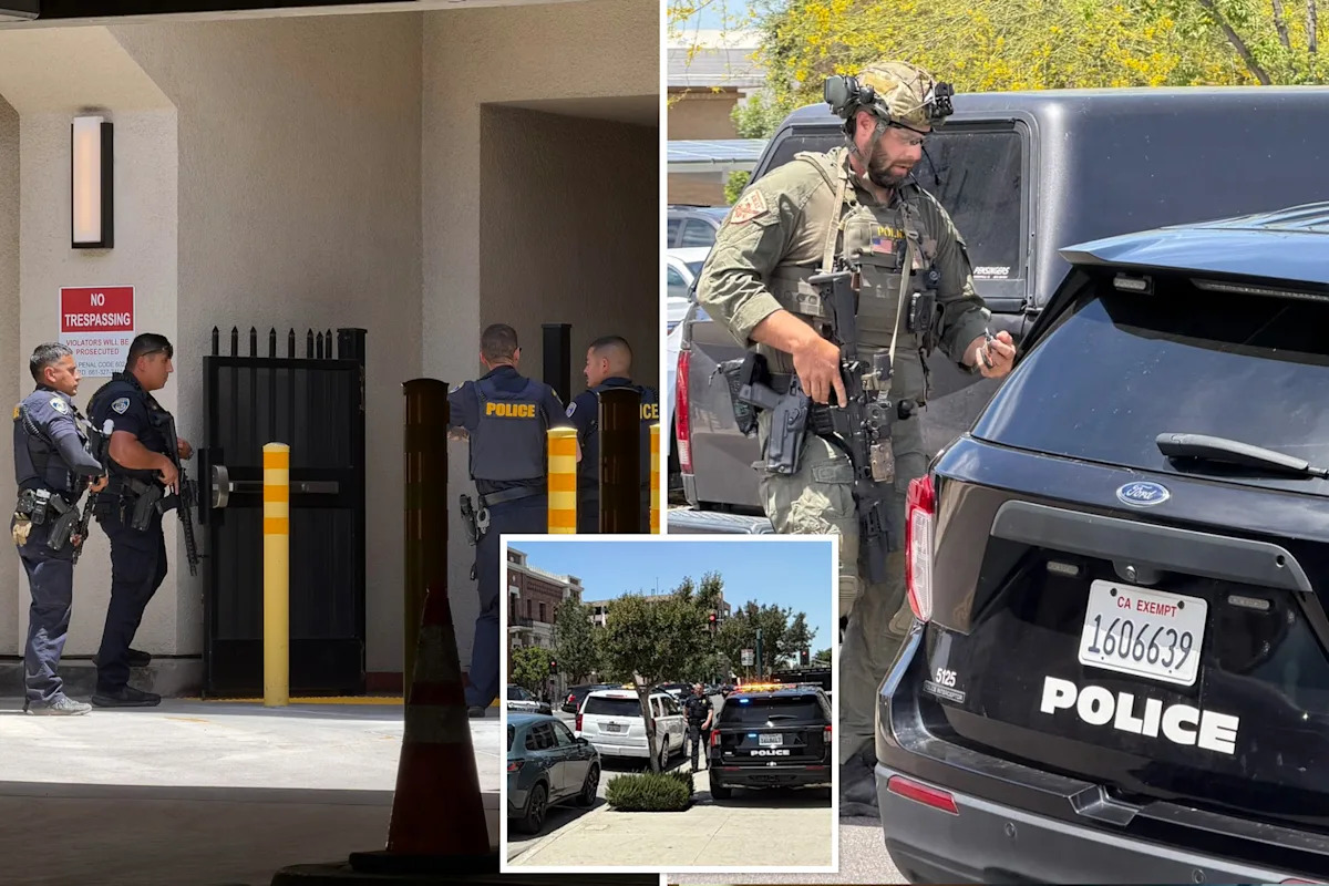 Bakersfield bank robber with bombs strapped to his body holds hostages as cops swarm