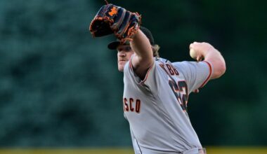 TV station and game info for the Giants vs. the Marlins, featuring Logan Webb vs. Ryan Gusto.