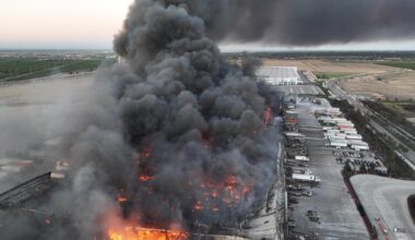 Tracy's air quality impacted by warehouse fire, residents urged to stay inside