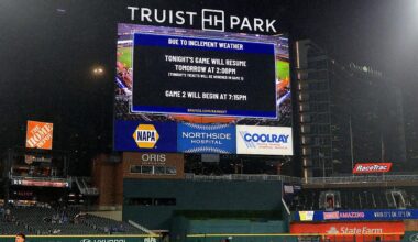 Braves-Giants game suspended by rain, set to resume Wednesday at 2 p.m. as part of doubleheader