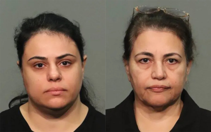 Mugshots of Nina Fathizadeh and Shahin Gheblehshenas are seen in 2023 mugshots released by the San Jose Police Department.