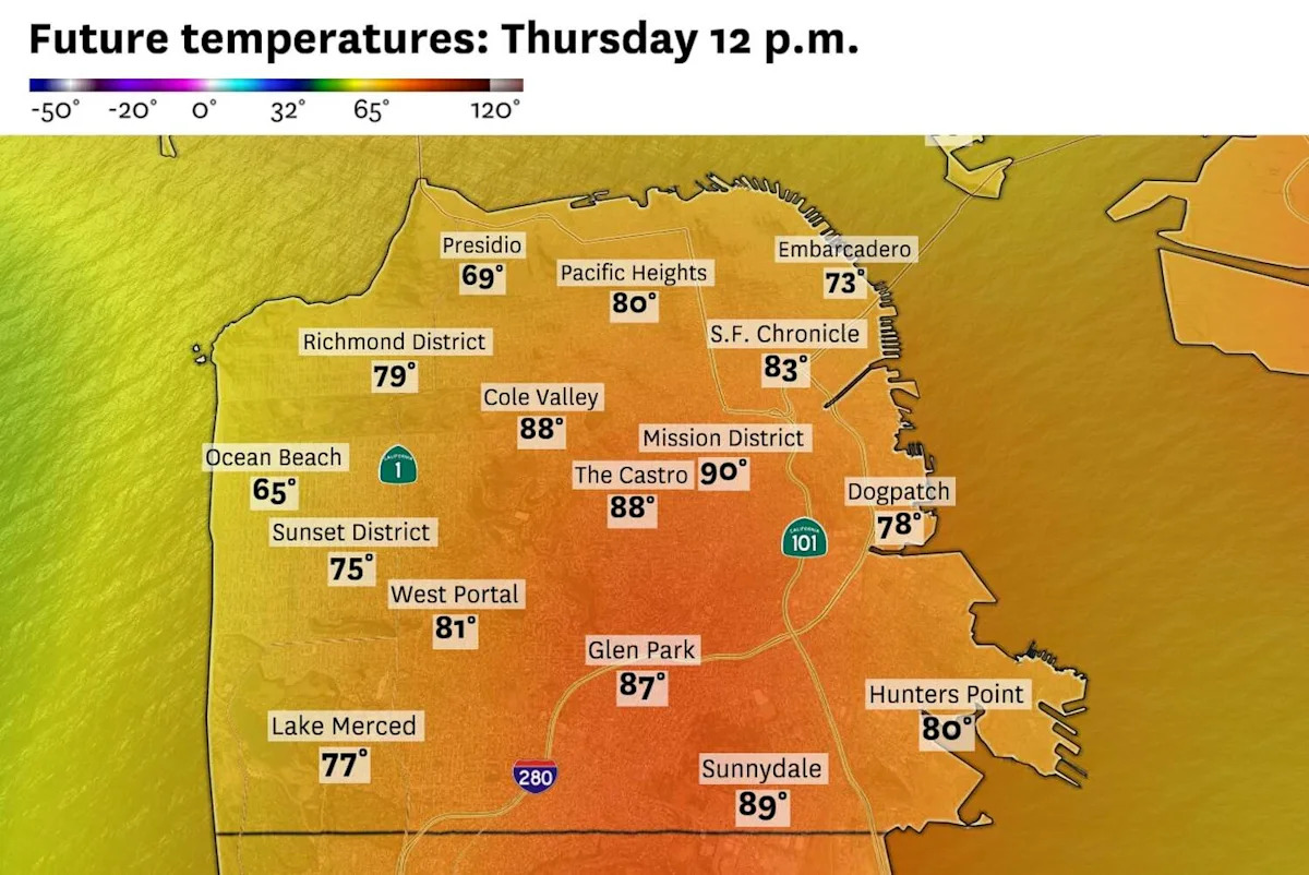San Francisco is likely to hit 90 degrees on Thursday