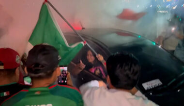 Mexico fans celebrate World Cup victory in Los Angeles