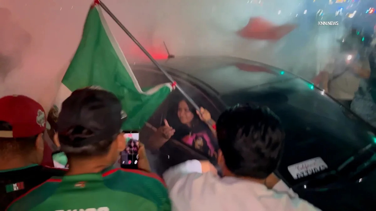 Mexico fans celebrate World Cup victory in Los Angeles