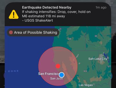 iPhone Earthquake Notification SF