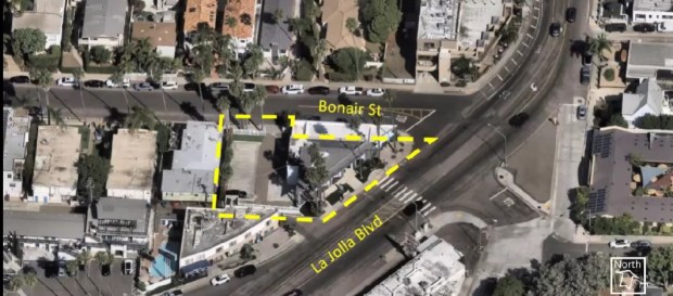 A map shows the development area for a project proposed for 6794 La Jolla Blvd. (Screenshot by Ashley Mackin-Solomon)
