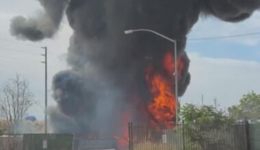 Crews battle large debris fire in Long Beach near a construction site