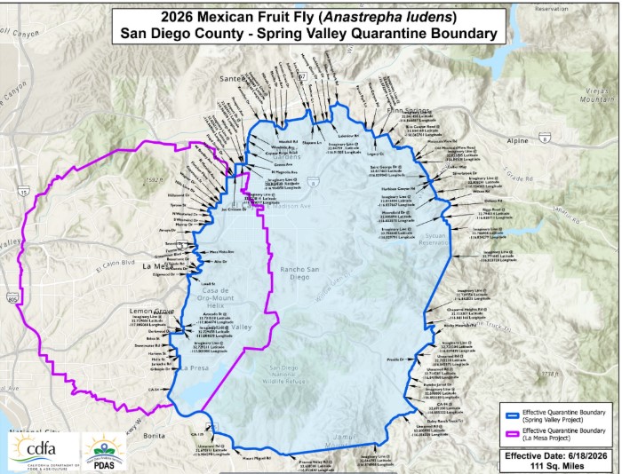 Mexican fruit fly quarantine expanded in San Diego County