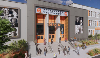 Renderings of McClymond High School renovation. Courtesy image.