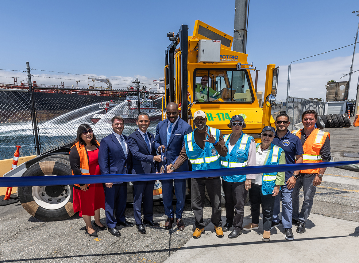 California State Transportation Agency Secretary visited the Port of Long Beach to review progress made under a record-setting state grant.