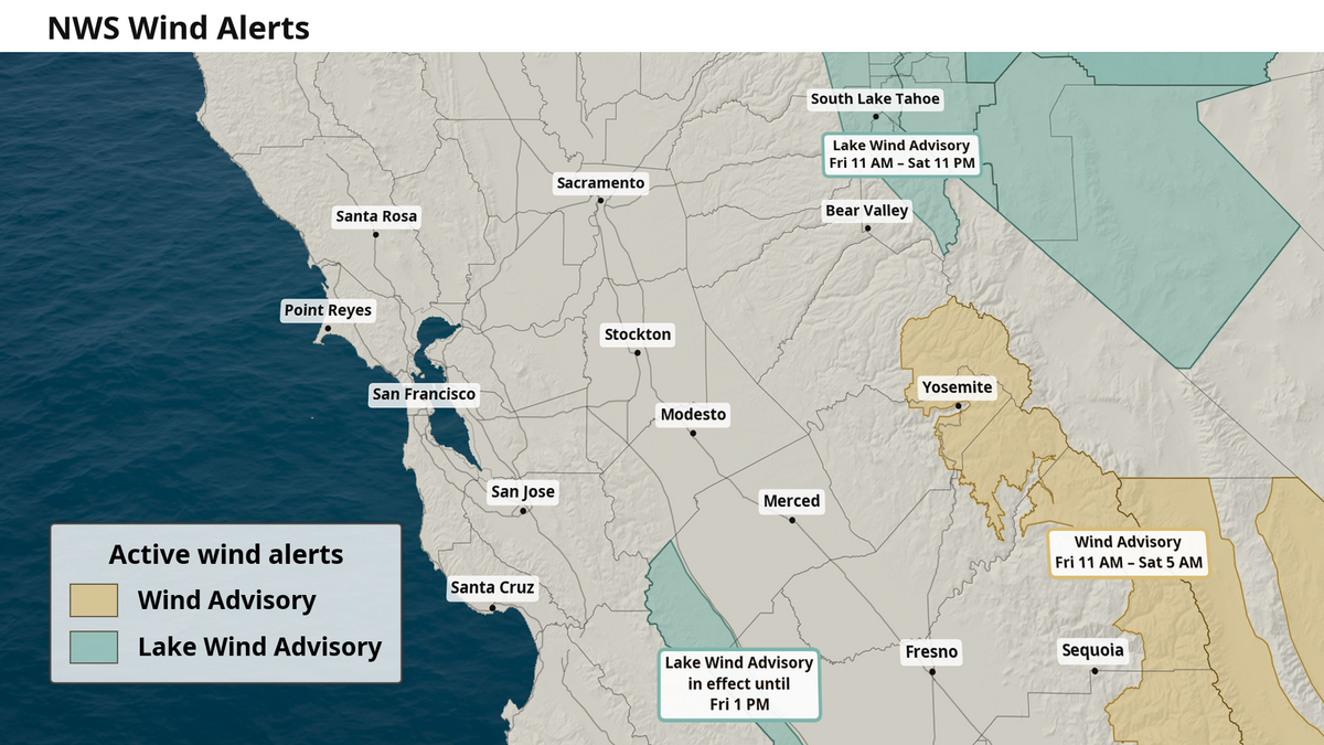Active National Weather Service wind alerts for Friday, June 26