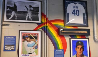 Dodgers honor gay trailblazers Burke, Bean with stadium display