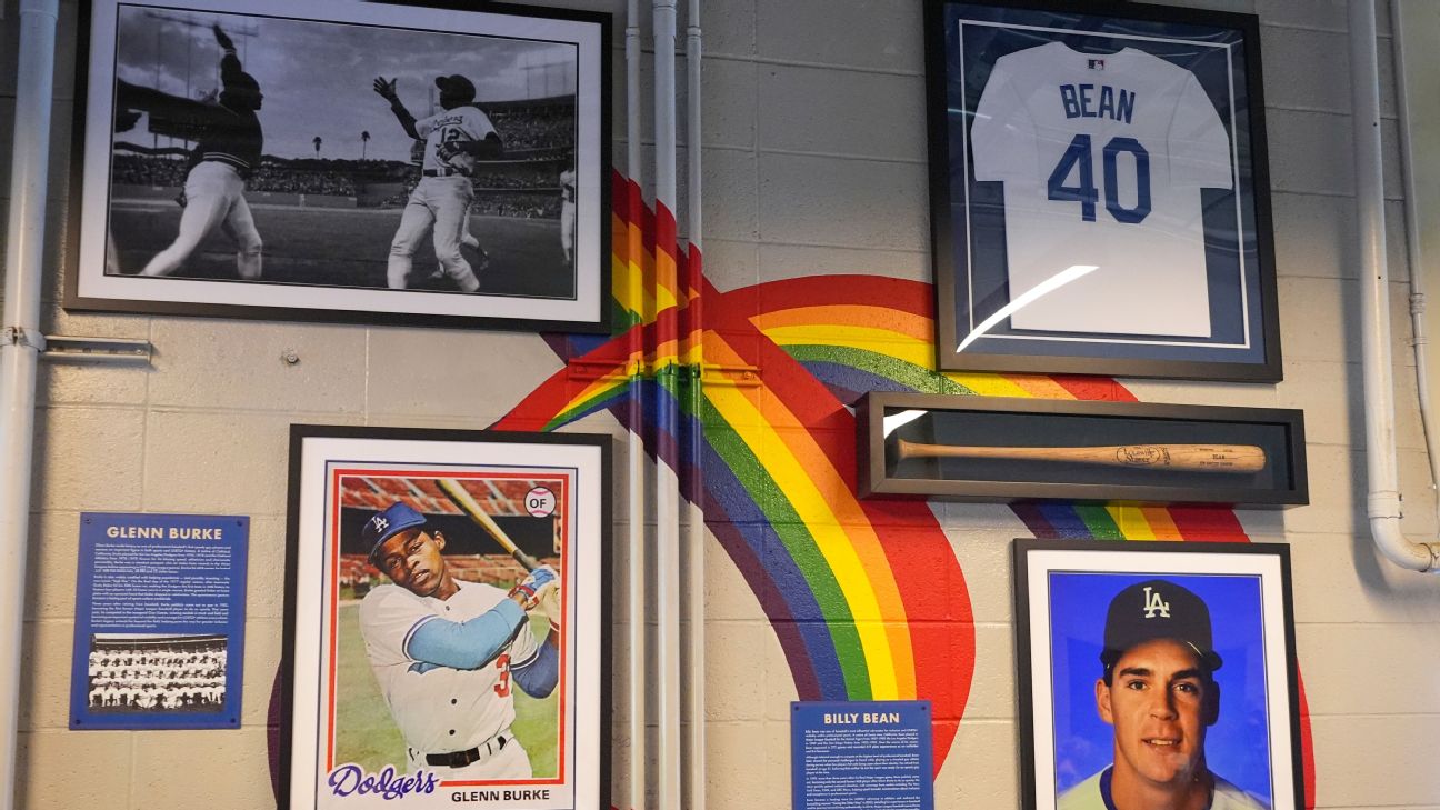 Dodgers honor gay trailblazers Burke, Bean with stadium display