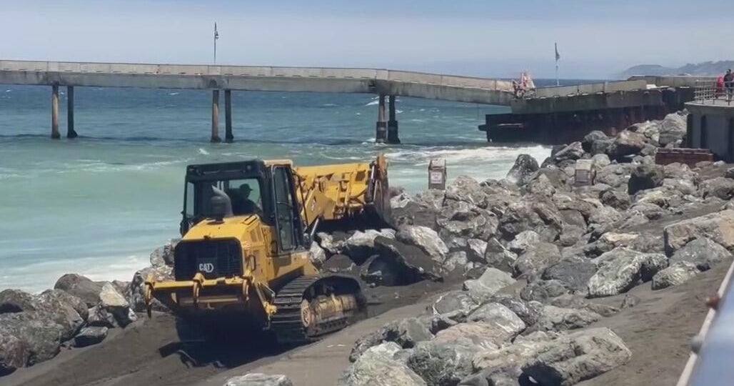 Pacifica construction crews work through weekend in effort to stabilize damaged municipal pier