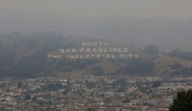 South San Francisco's Sign Hill receiving a red, white and blue makeover