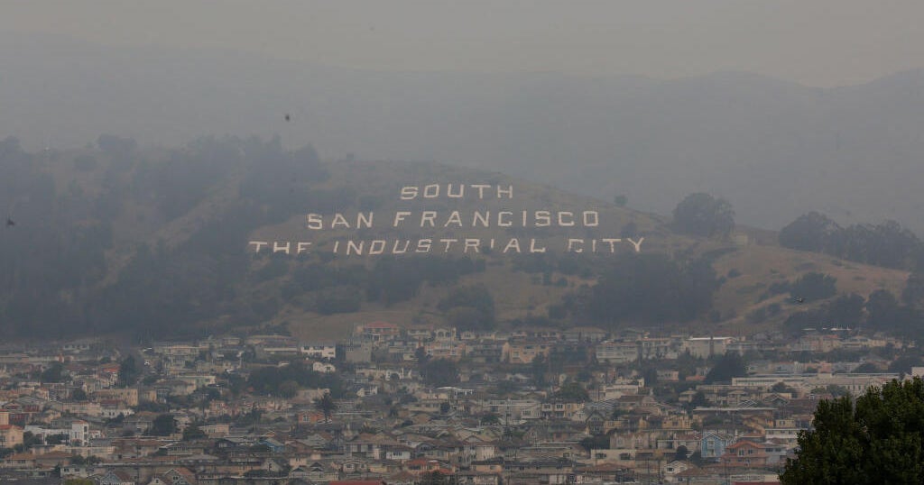 South San Francisco's Sign Hill receiving a red, white and blue makeover