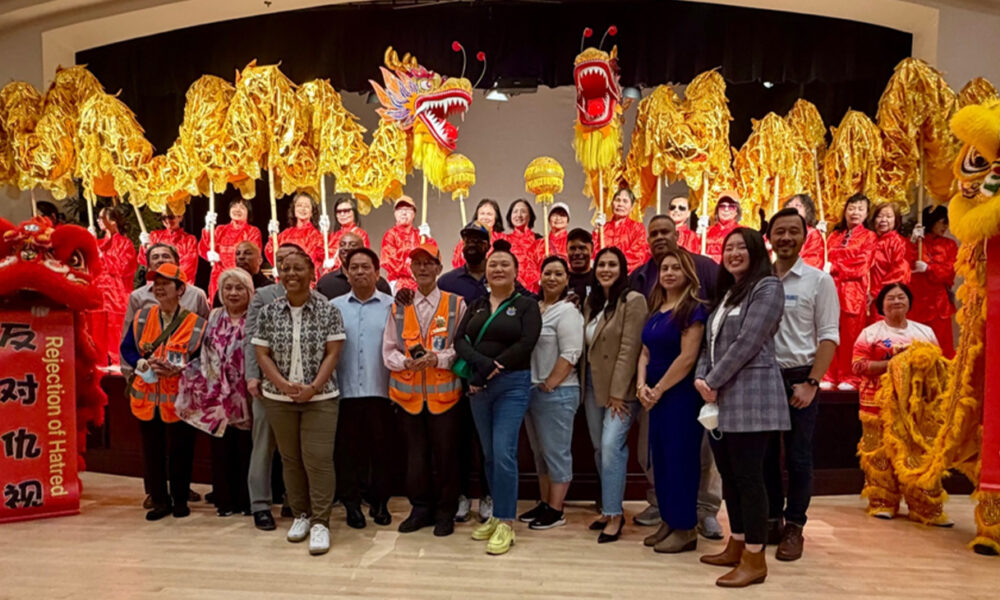 Speakers and guests at the annual ‘Stop the Hate Symposium posed with Oakland Chinatown Improvement Council ambassadors. Photo by Marcus Calloway.