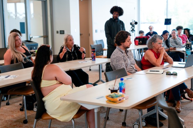 Members from the community directed their questions to Roger Smith, the executive director for San Diego's Commission on Police Practices. The event was a community forum about police accountability held on Saturday, June 6, 2026, at the County of San Diego Southeastern Live well Center. (Nelvin C. Cepeda / The San Diego Union-Tribune)