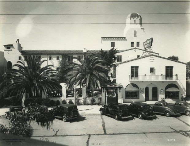 The La Valencia Hotel in La Jolla is pictured in 1937. The hotel turns 100 this year. (La Valencia Hotel)