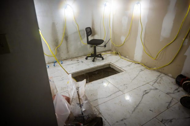 The exit to a cross-border drug tunnel in a business on Roll Drive near the Otay Mesa Port of Entry in San Diego. (U.S. Customs and Border Protection)