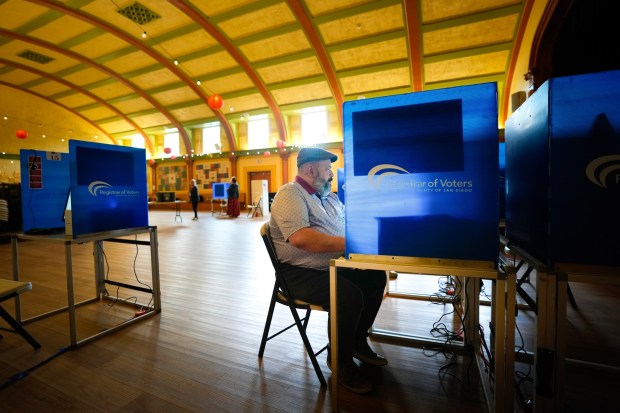 Gabriel Sepulveda arrived early at the polls center at the San Diego LGBT Community Center on Tuesday, June 2, 2026, in San Diego, to cast his ballot in the 2026 primary election. (Nelvin C. Cepeda / The San Diego Union-Tribune)