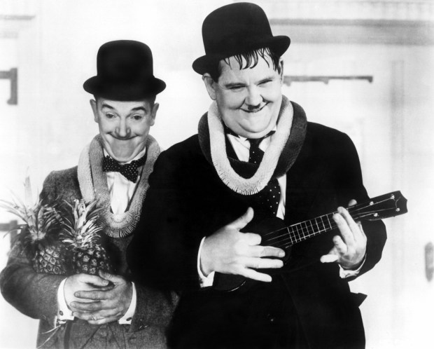 A scenes from Laurel and Hardy's 1933 film "Sons of the Desert."