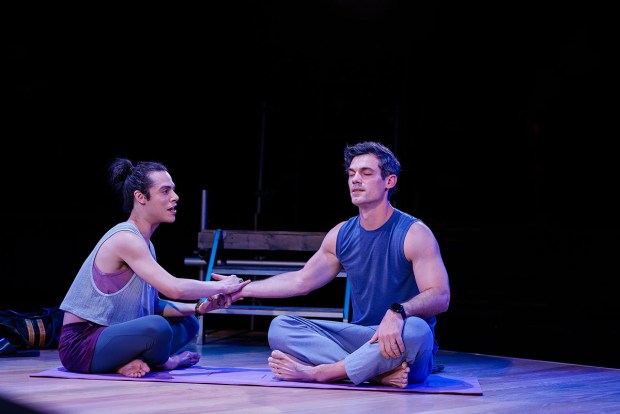 Jonny Beauchamp as Julián, left, and Robert Lenzi as Miles in The Old Globe's "The Hombres." (Rich Soublet II)