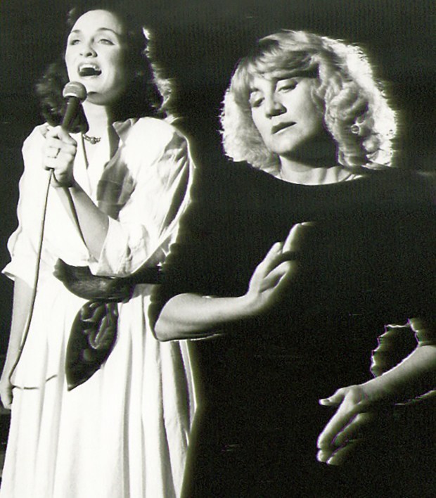 Deborah Gilmour Smyth, left, and Kerry Meads performing during Lamb's Players Theatre's Amsterdam tour in 1983. (Lamb's Players Theatre)